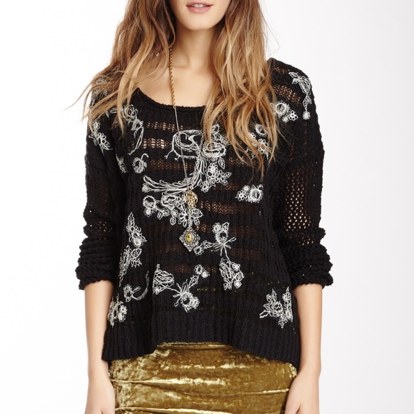 Free People Sweaters - Free People Embroidered Floral Sweater Small NWT